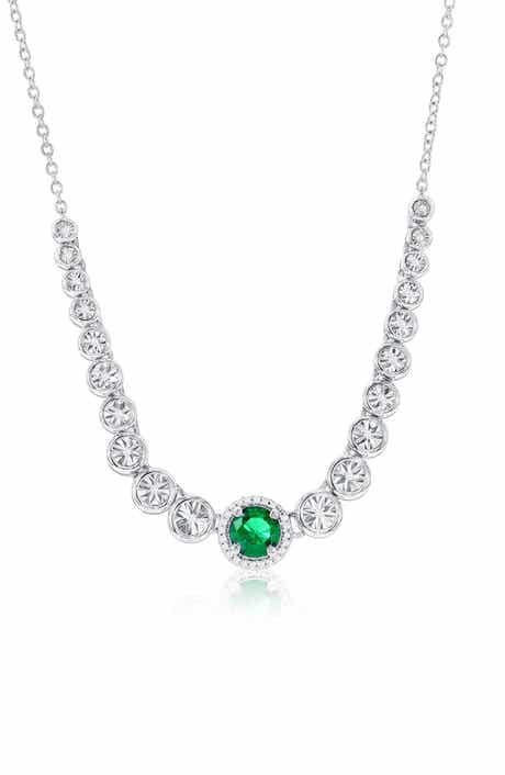 Lab Grown Diamond & Sapphire Pendant Necklace