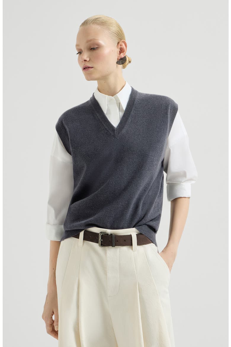 Cashmere knit vest, Main, color, Blue