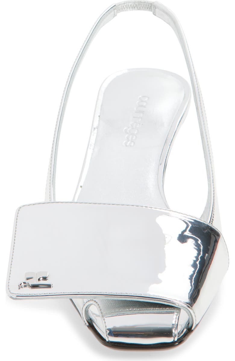 Courrèges Fold Mirror Kitten Heel Slingback Sandals, Alternate, color, Mirror