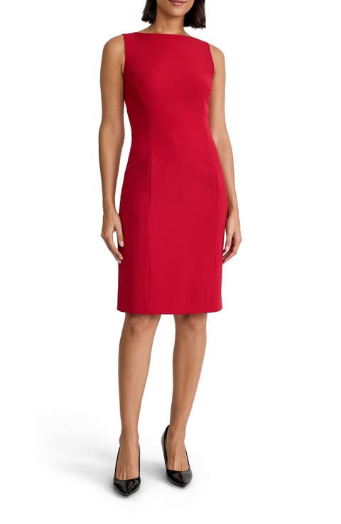 Sleeveless Bateau Neck Sheath Dress