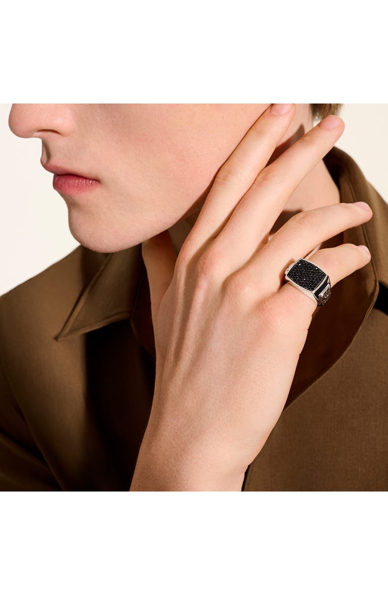 John Hardy Signet Ring, Alternate, color, Silver/Black Sapphire