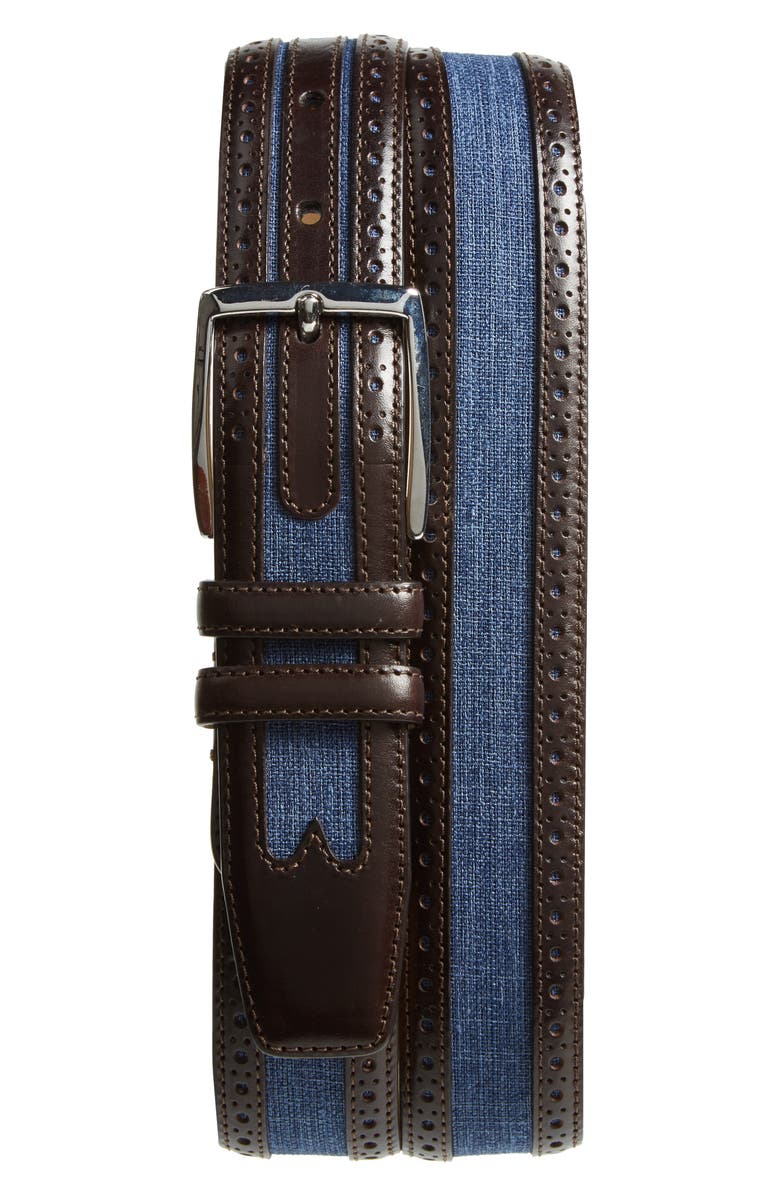 Mezlan Palma Linen & Leather Belt, Main, color, 