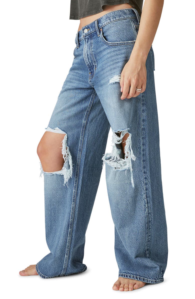 Lucky Brand Ripped Low Rise Super Wide Leg Jeans, Alternate, color, 