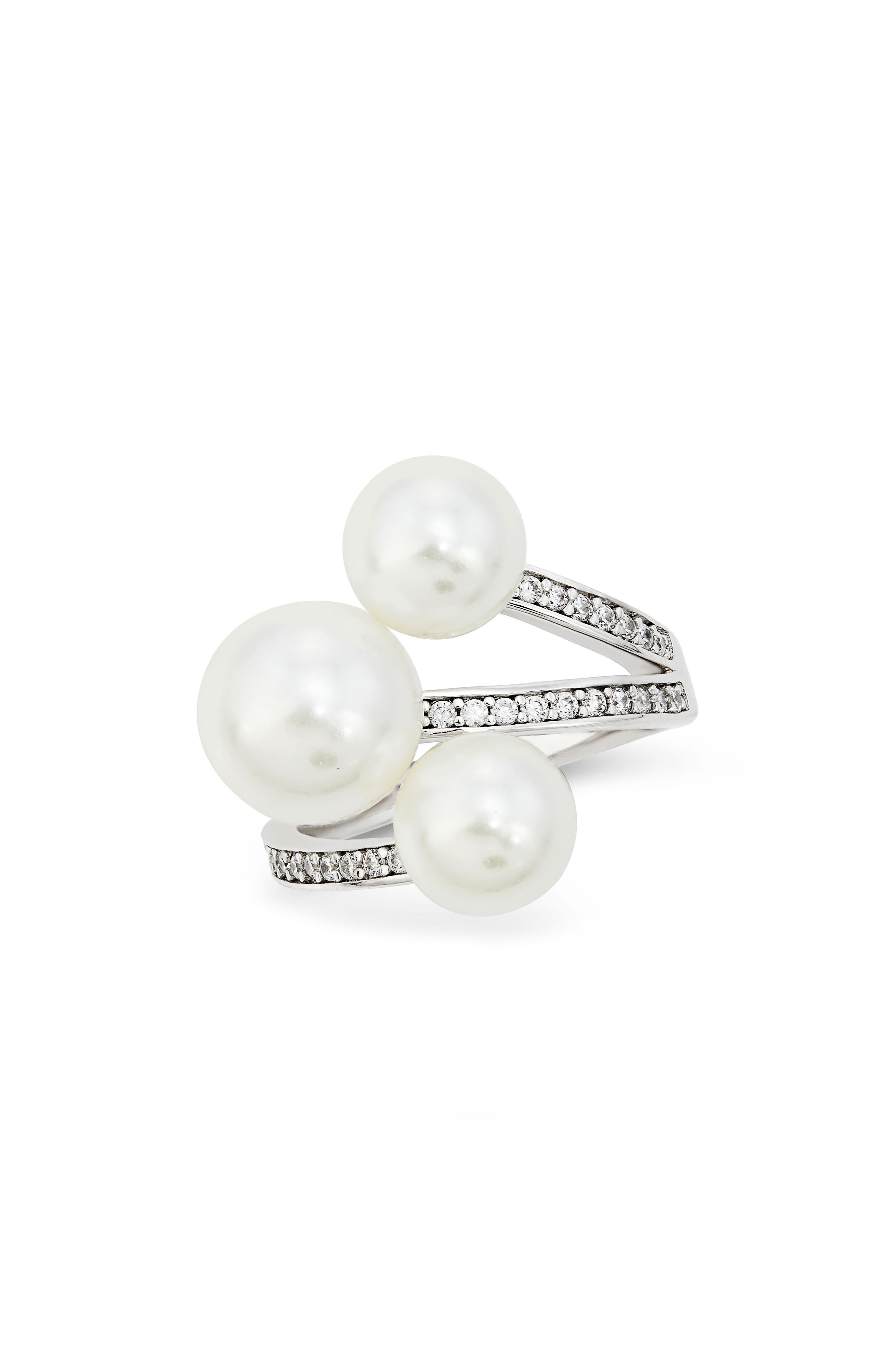 Imitation Pearl Multi Strand Ring