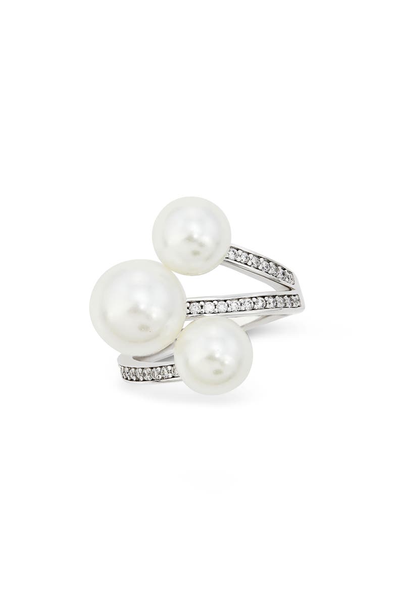 Imitation Pearl Multi Strand Ring, Main, color, WHITE