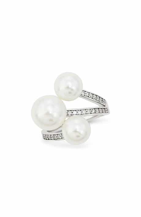 Imitation Pearl Multi Strand Ring