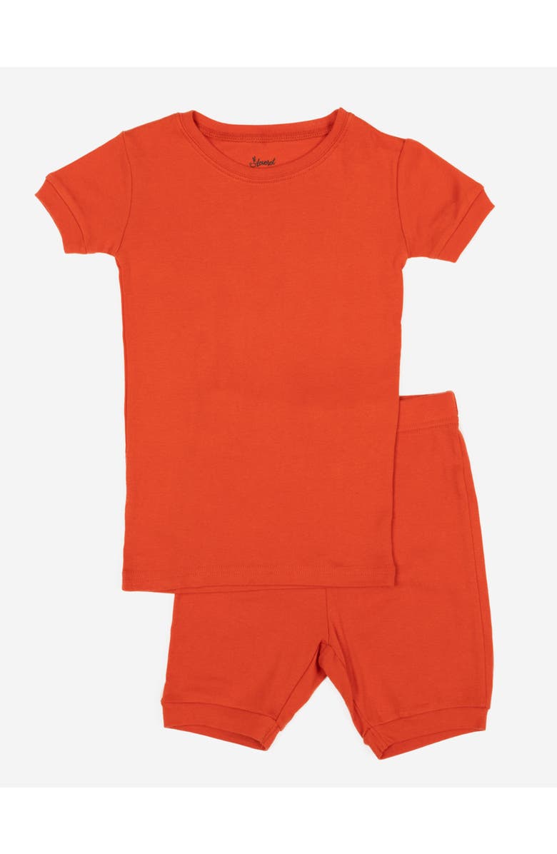 Leveret Kids Short Sleeve Cotton Solid Matching Family Pajamas, Main, color, Orange