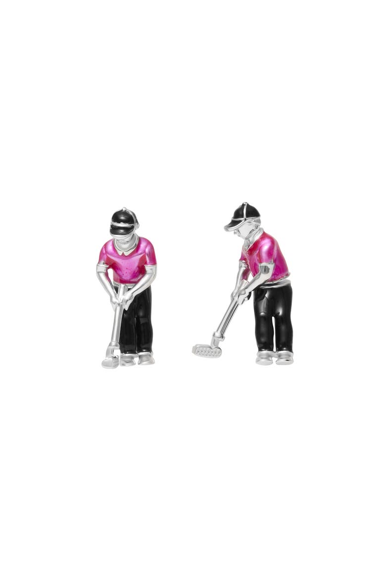 Putting Golfer Sterling Cufflinks, Main, color, Pink