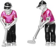 Jan Leslie Putting Golfer Sterling Cufflinks