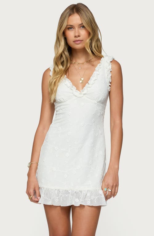 Edikted Shayla Ruffle Trim Minidress In White