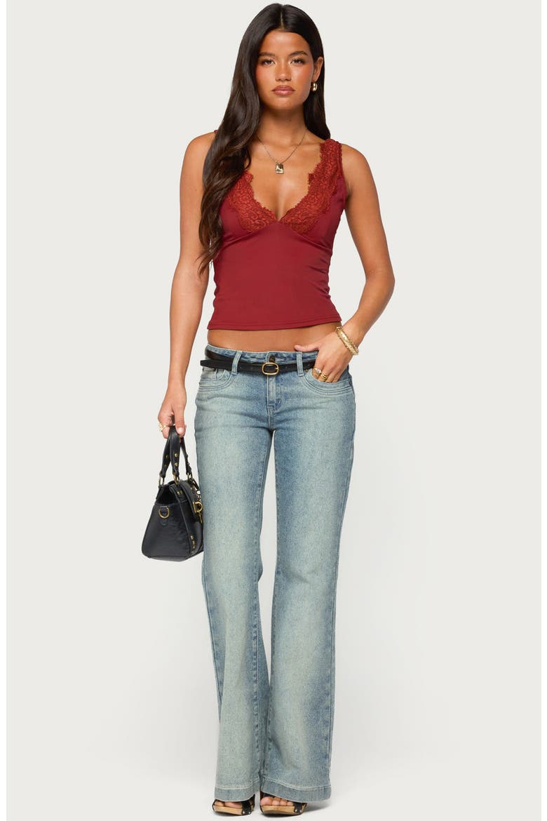 Rali Lacey V-Neck Tank Top, Alternate, color, RED