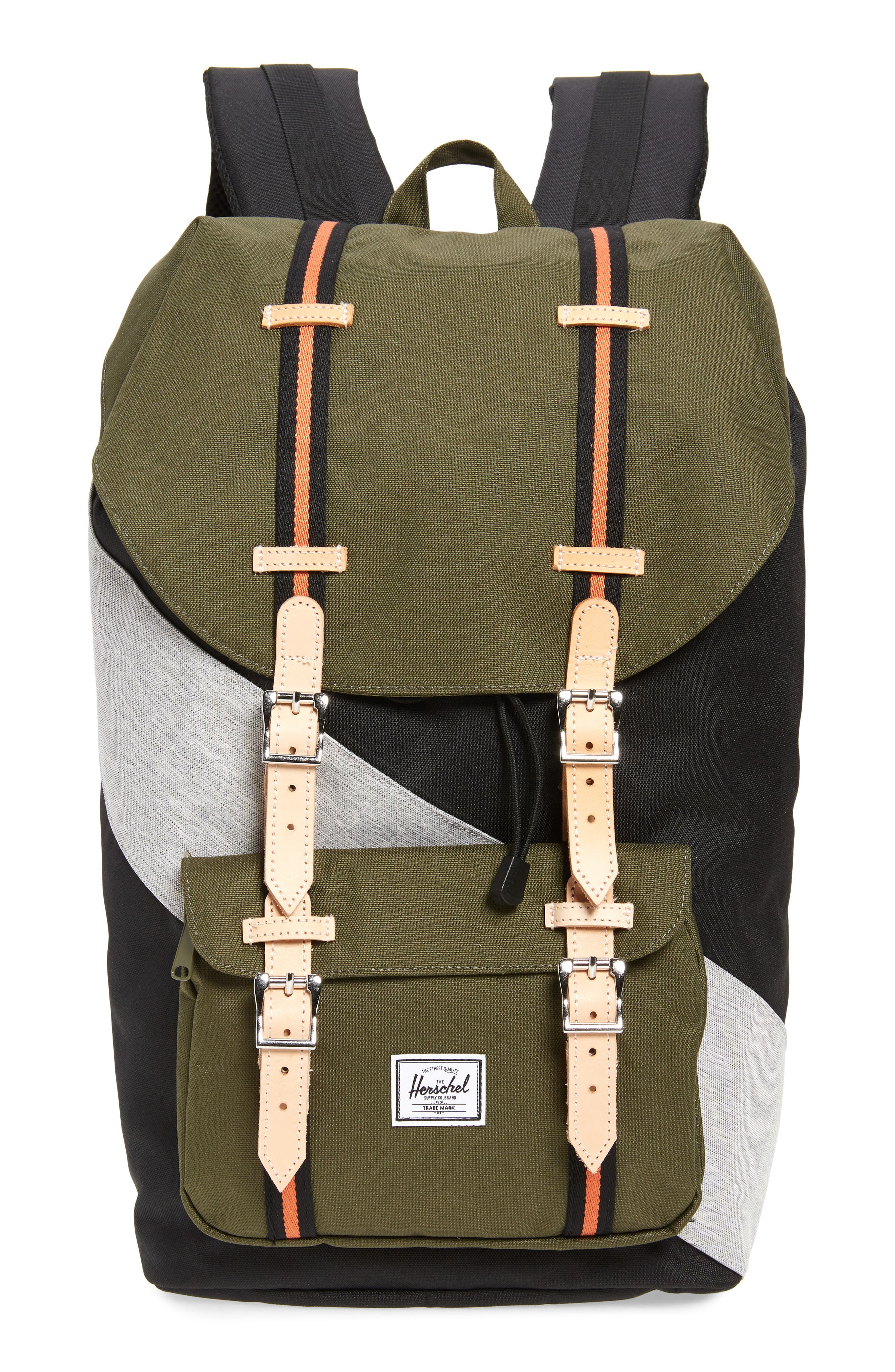Little America Offset Backpack, Main, color, BLACK/IVY GREEN/LT GREY XHATCH