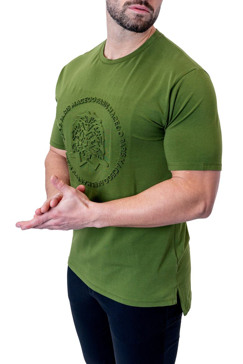 Stamped Green Logo Stretch Cotton T-Shirt, Alternate, color, GREEN