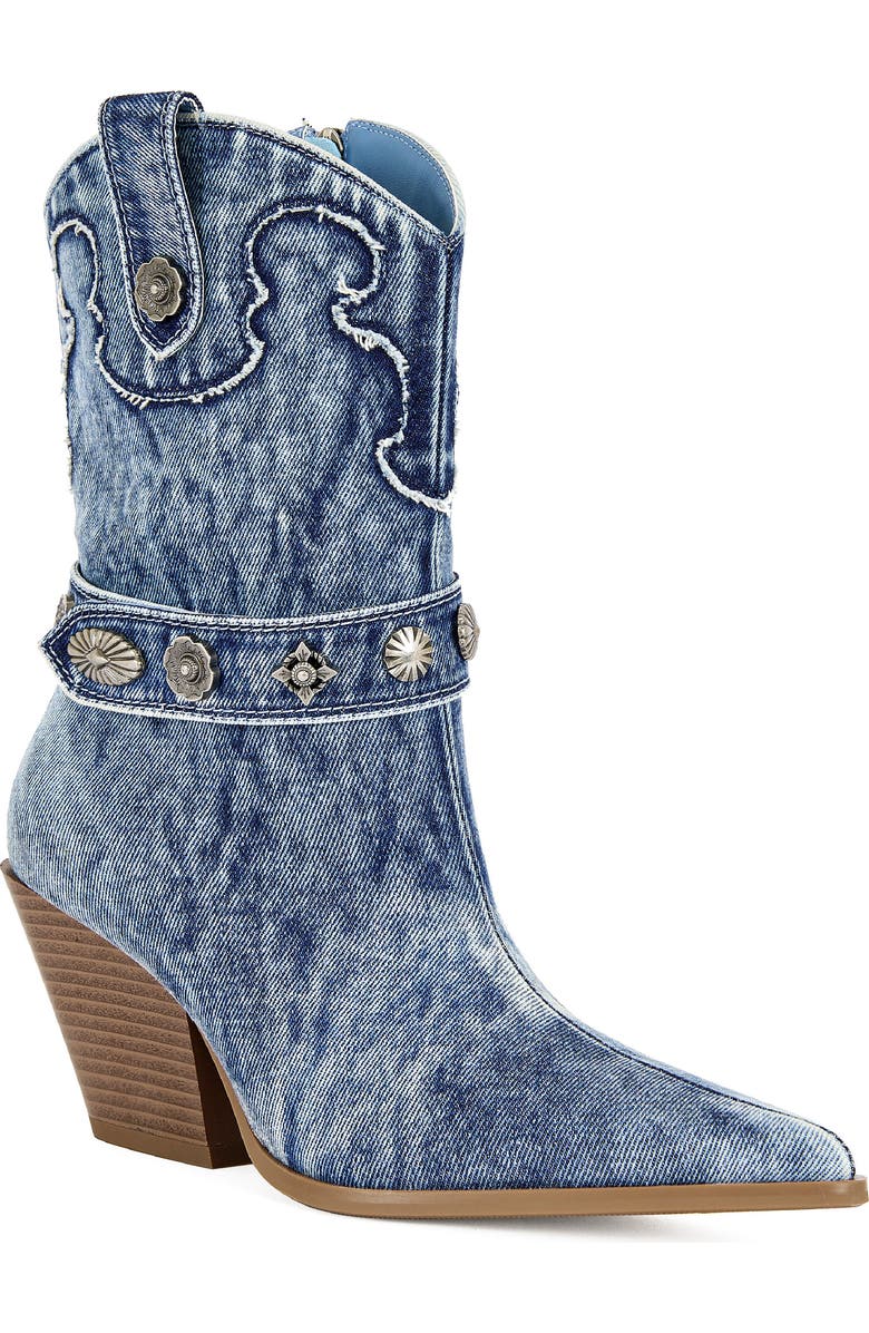AZALEA WANG Neith Western Boot, Main, color, Denim