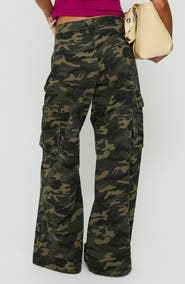 Princess Polly Hudsen Camouflage Low Rise Baggy Wide Leg Cargo Pants