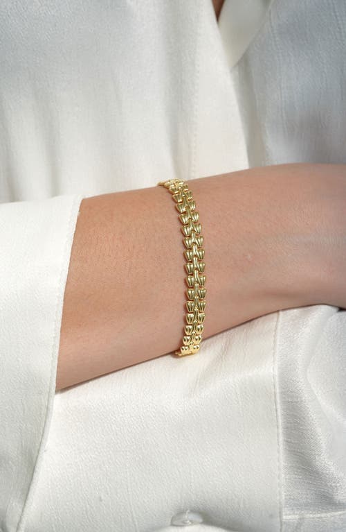 Argento Vivo Sterling Silver Panther 18 Karat Gold Plate Link Bracelet In Gold