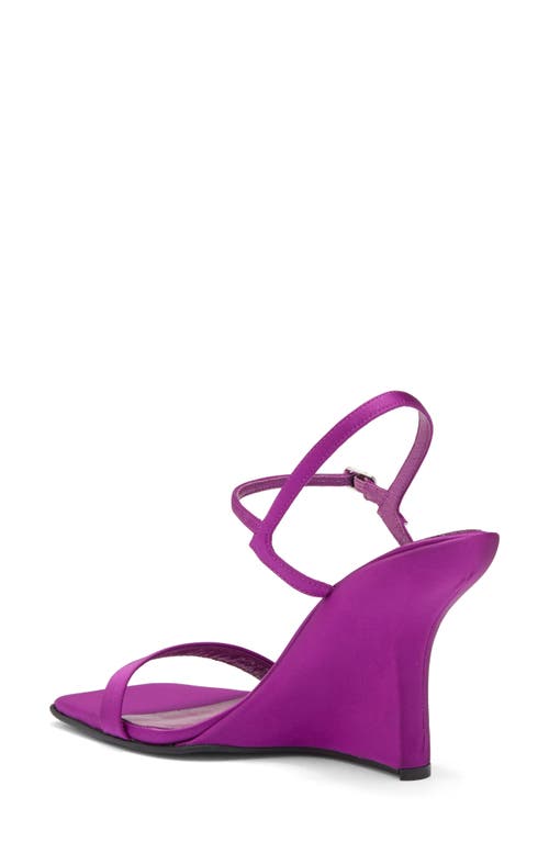 Jeffrey Campbell Kassandra Satin Ankle Strap Wedge Sandal In Purple Satin