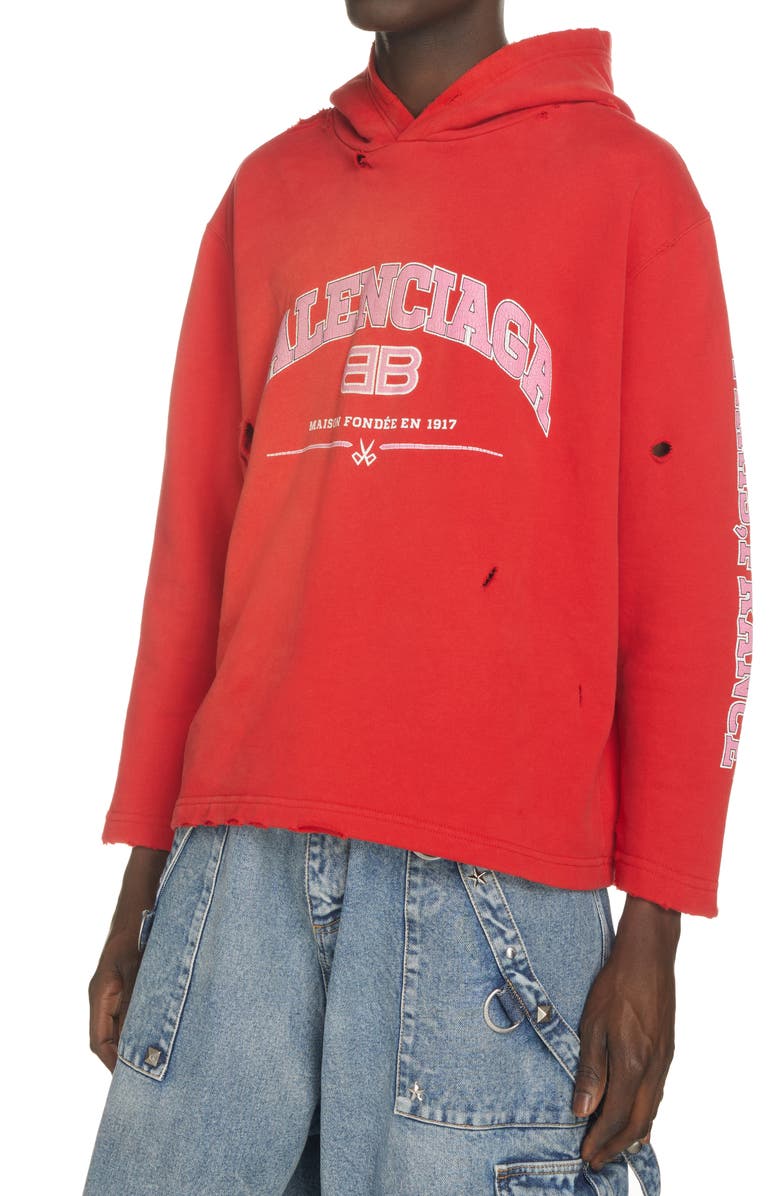 Balenciaga Maison Balenciaga Ripped Logo Graphic Hoodie, Alternate, color,