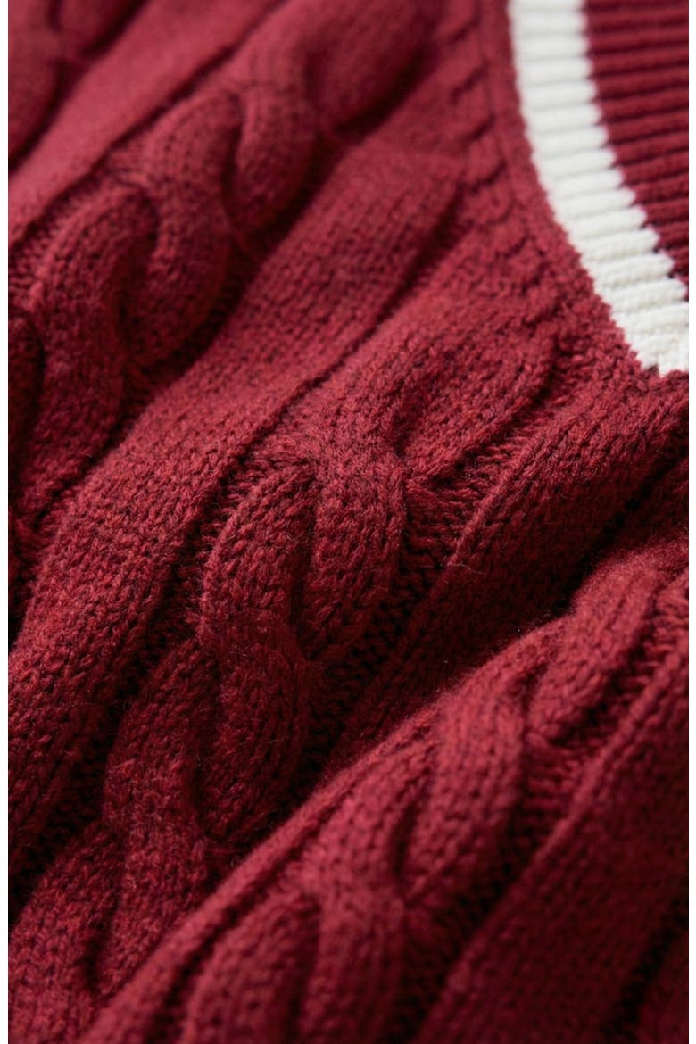 Cable-Knit Mini Sweater Dress with Pockets, Alternate, color, Burgundy