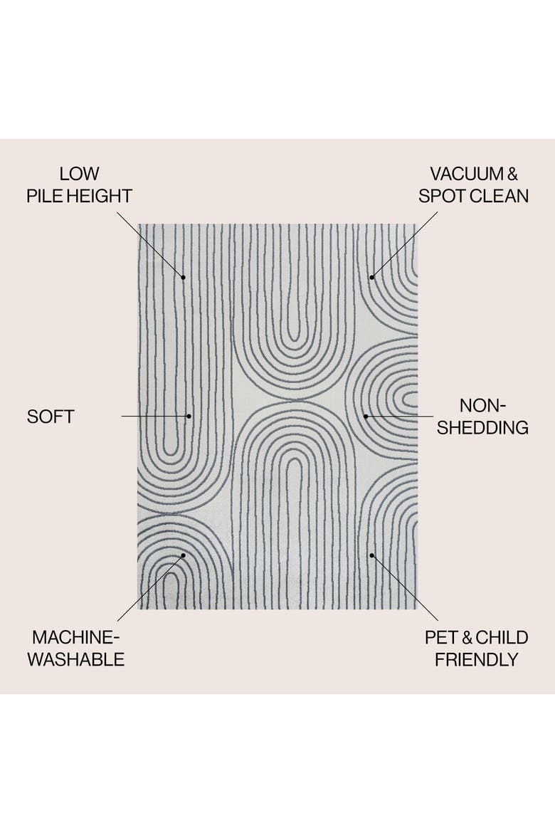 Doodle Contemporary Glam Geometric Machine-Washable Area Rug, Alternate, color, Cream/Dark Gray