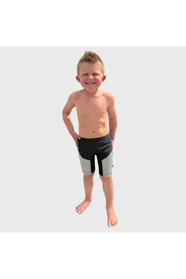 Baby Unisex UPF 50+ Color Block Swim Jammer, Main, color, Black w/ Medium Gray Trim