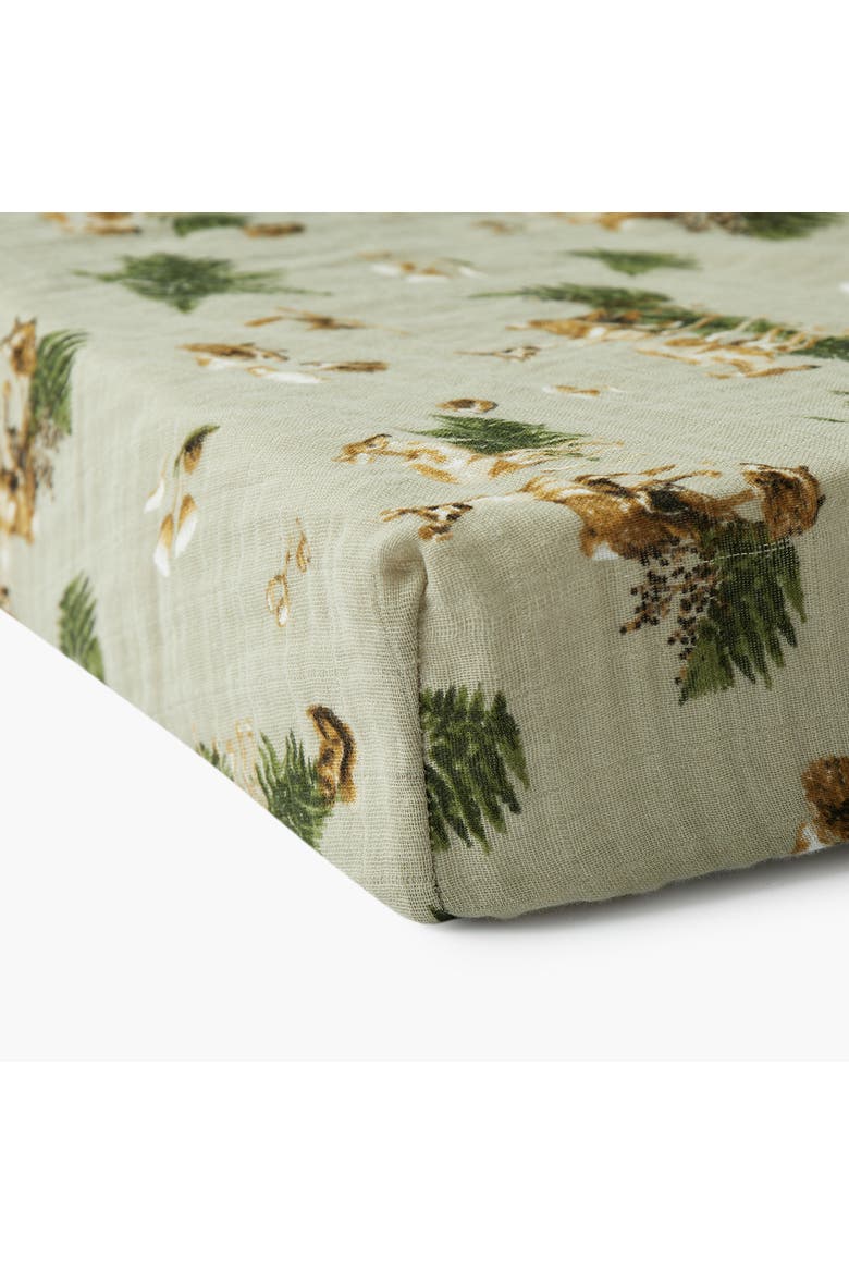 Organic Cotton Crib Sheet, Alternate, color, Forest Party