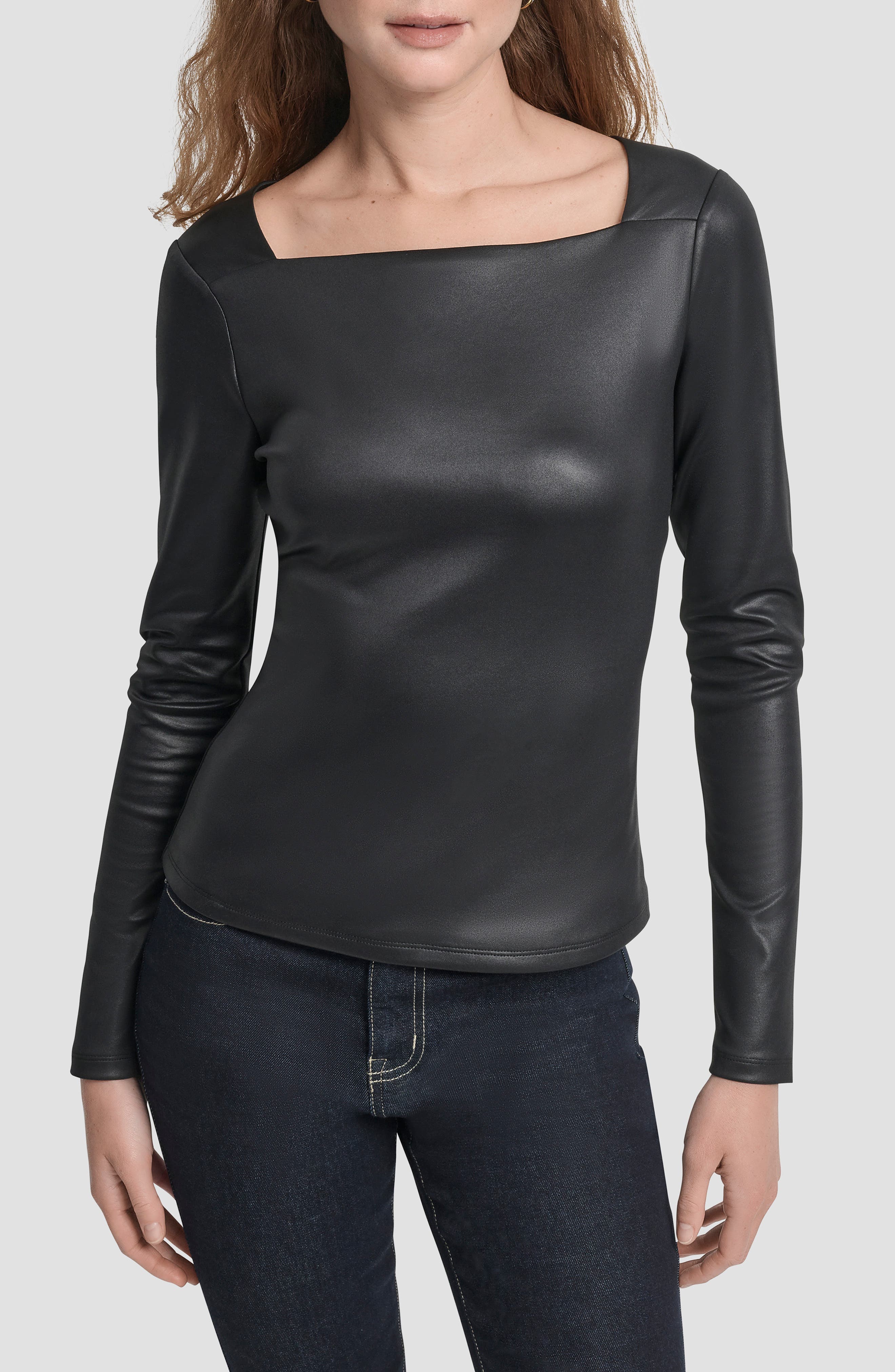 Faux Leather Knit Top