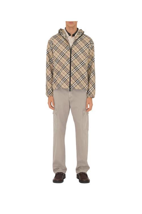 Shop Burberry Check Twill Hooded Jacket In Alabaster