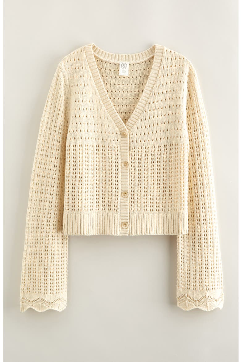 Kids' Mixed Stitch Cardigan, Main, color, BEIGE ANGORA