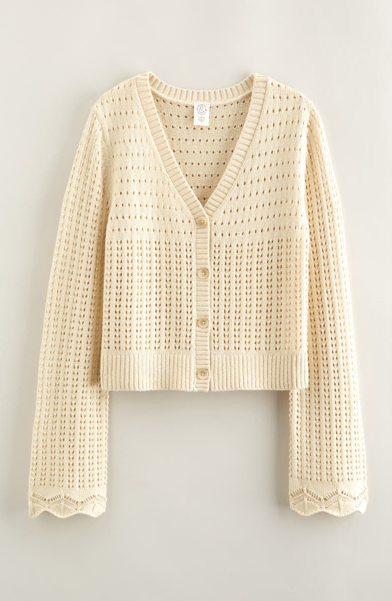 Treasure & Bond Kids' Mixed Stitch Cardigan, Main, color, Beige Angora