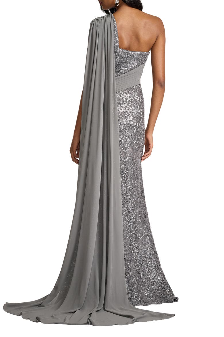 Sequin Cape Gown, Alternate, color, MIST