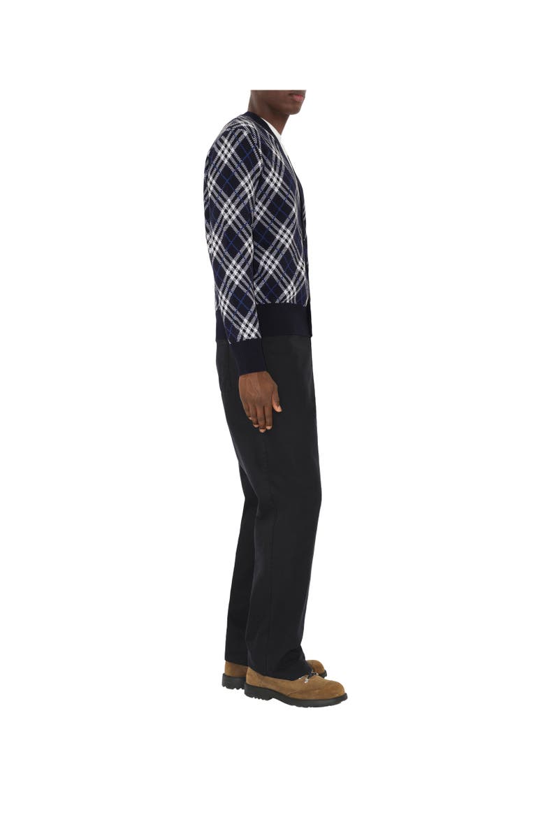 Burberry Check Wool Blend Cardigan, Alternate, color, Ink Blue