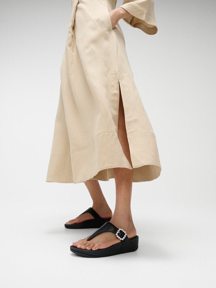 FitFlop Lulu Crystal-Buck le Toe-Post, Alternate, color, All Black