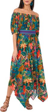 Vince Camuto Off the Shoulder Handkerchief Hem Dress