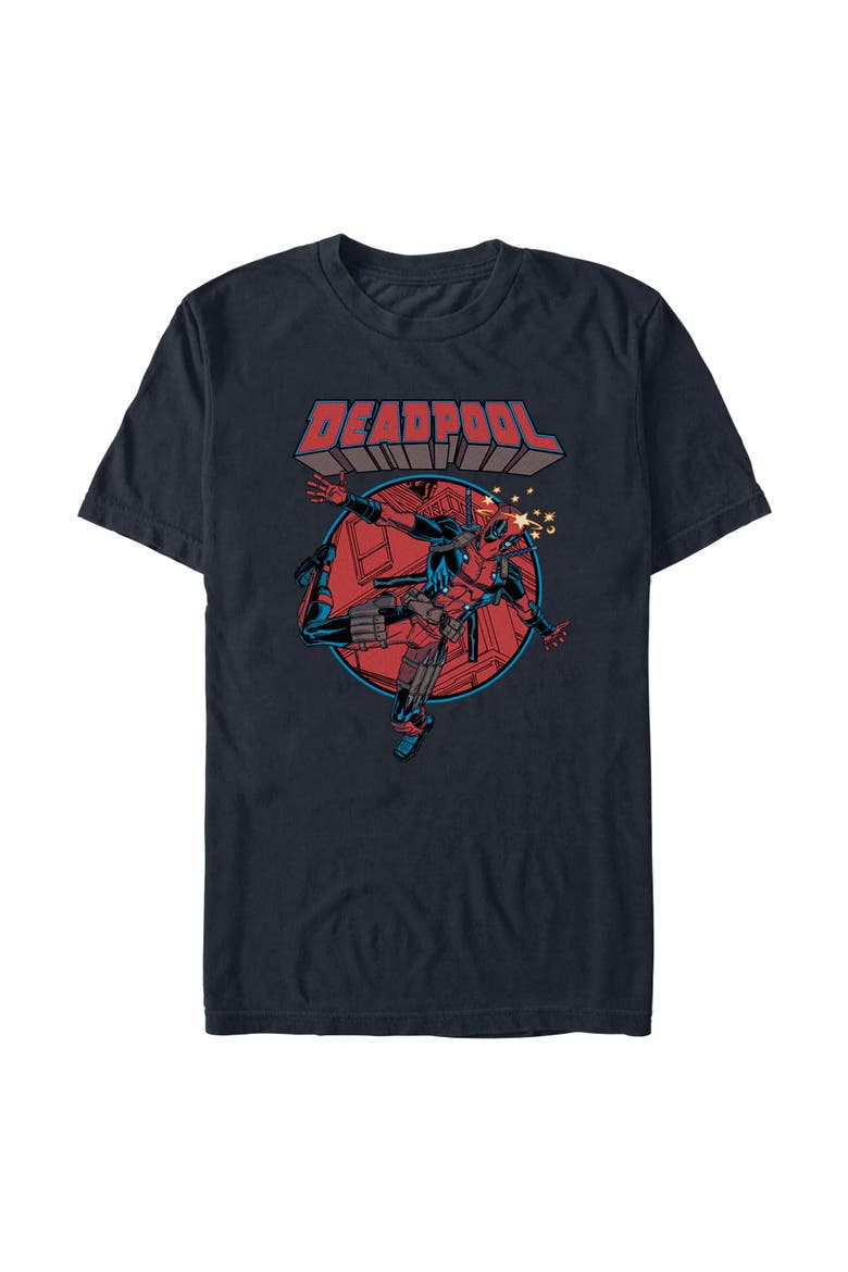Men's Marvel Deadpool Falling Hero  Graphic T-Shirt, Alternate, color, Black