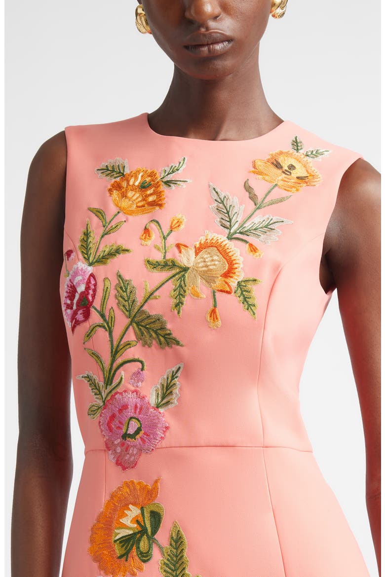 Poppy Embroidered Stretch Crepe Fit & Flare Dress, Alternate, color, SUNSET MULTI