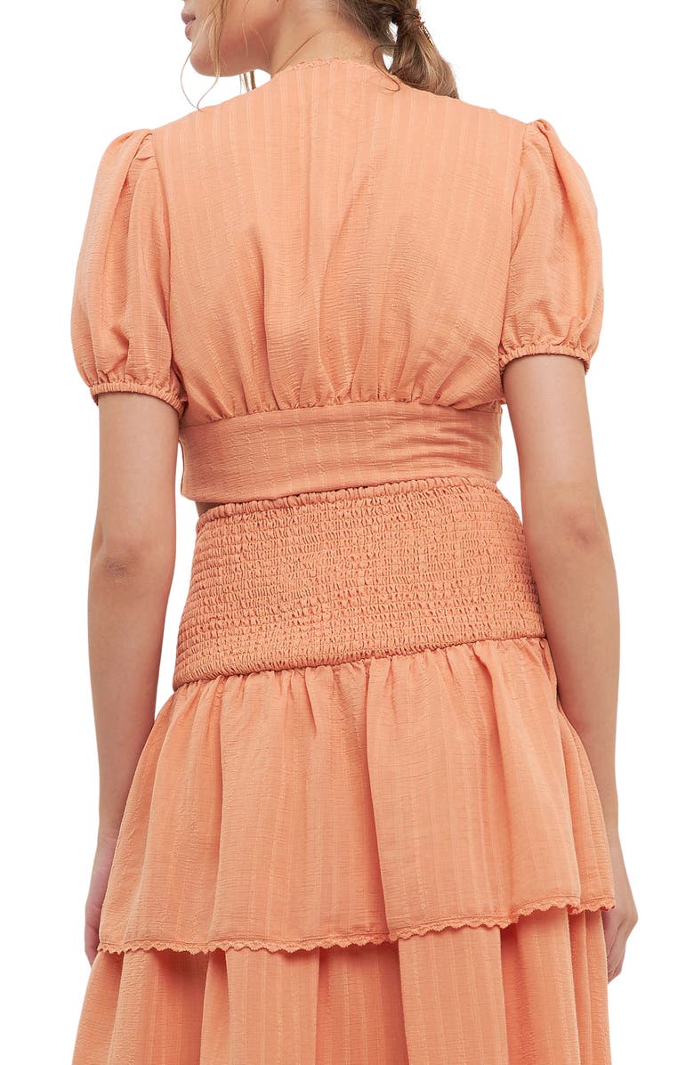 Free the Roses Tie Front Crop Top, Alternate, color, Tangerine