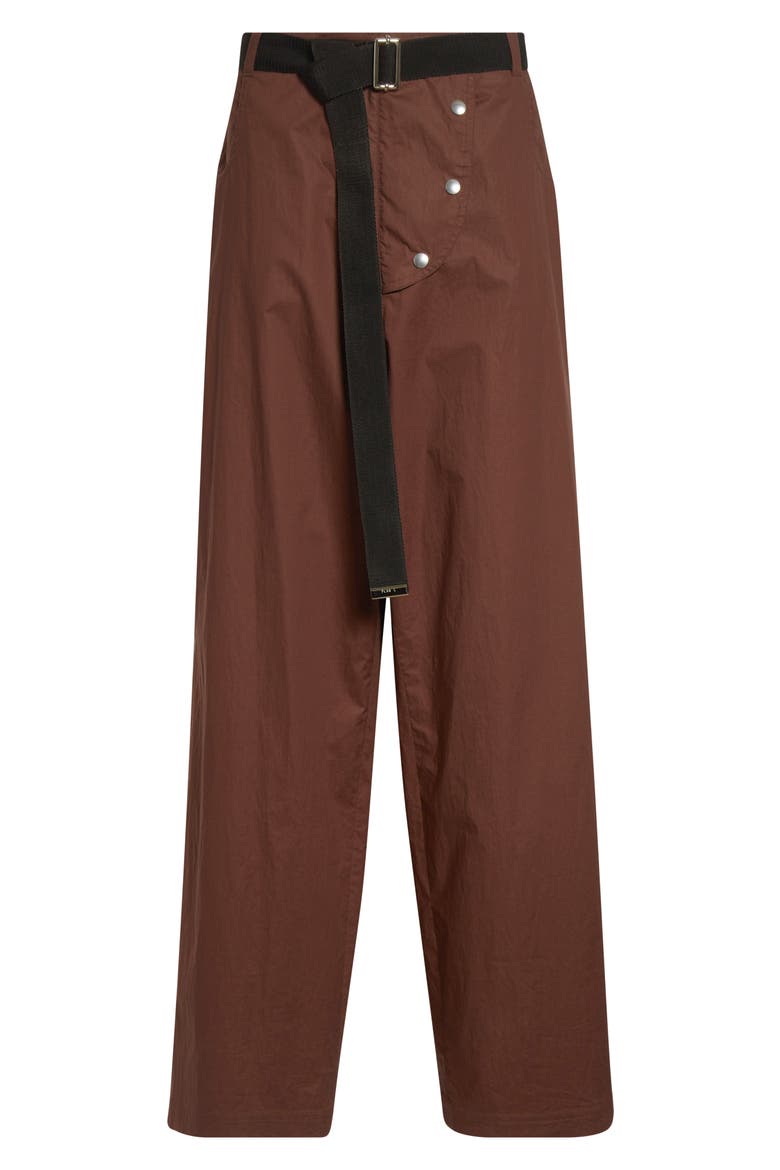 Belted Cotton Wide Leg Trousers, Alternate, color, COFFEE