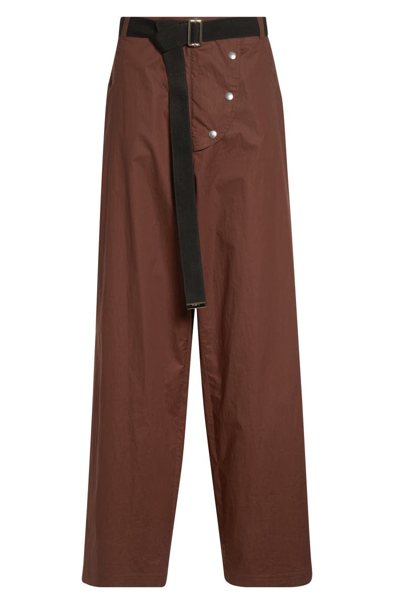 PLAN C Belted Cotton Wide Leg Trousers, Alternate, color, Coffee