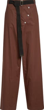 PLAN C Belted Cotton Wide Leg Trousers