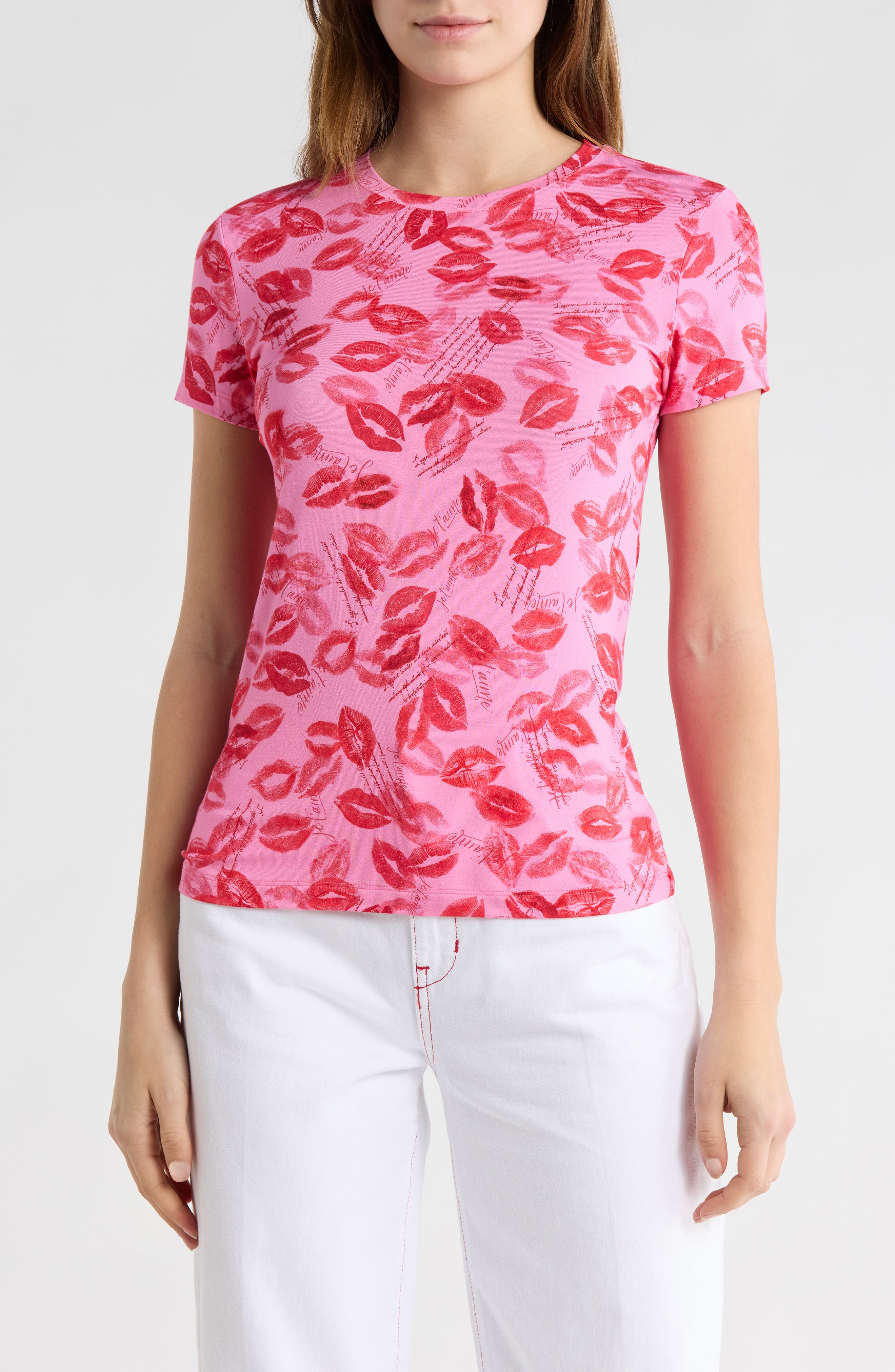 L'AGENCE Ressi Kiss Print T-Shirt