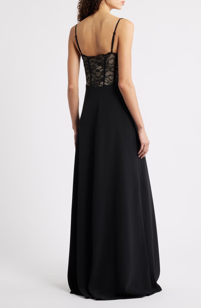 Black Halo Coressa Underwire Lace Inset Gown, Alternate, color, Black