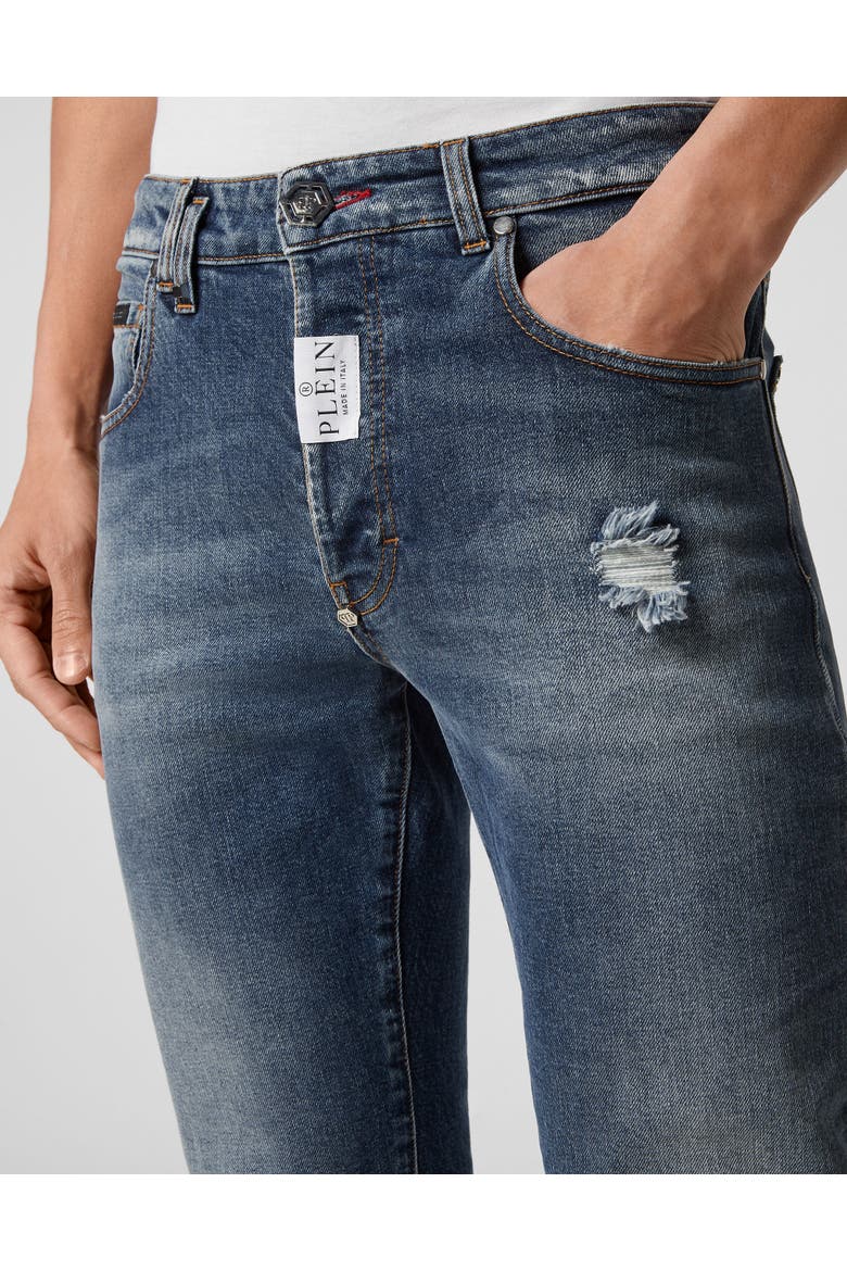 Denim Trousers Super Straight Cut Hexagon Logo Men, Alternate, color, bluemarlin