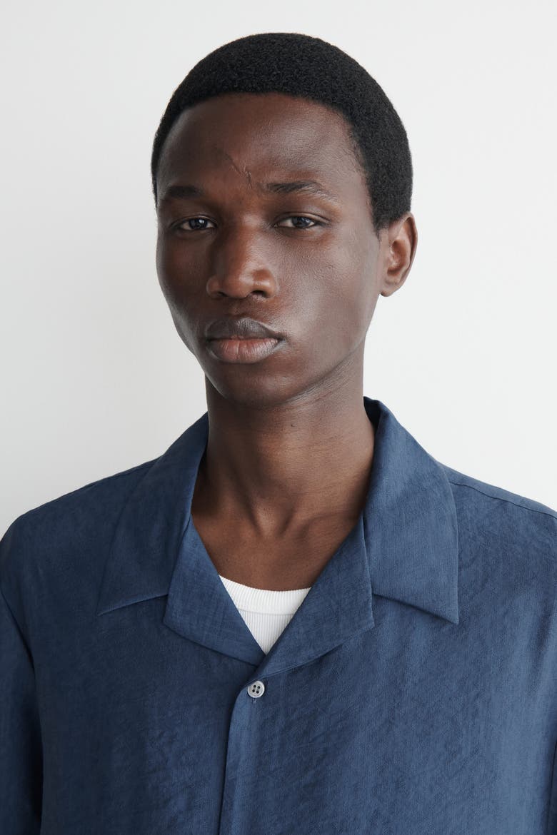 Camp-collar Shirt, Alternate, color, BLUE