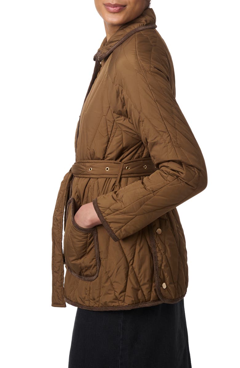 Bernardo Belted Quilted Jacket, Alternate, color,