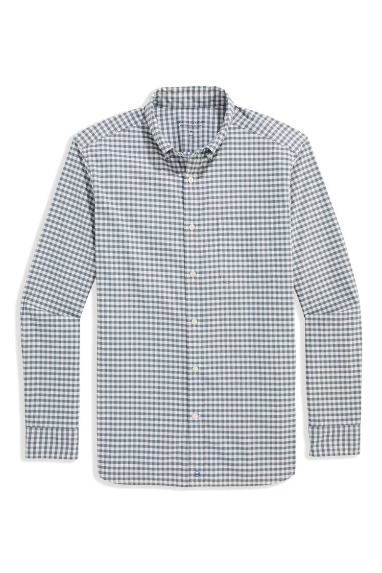 Classic Fit On-The-Go brrrº Gingham Button-Down Shirt, Main, color, BALSAM