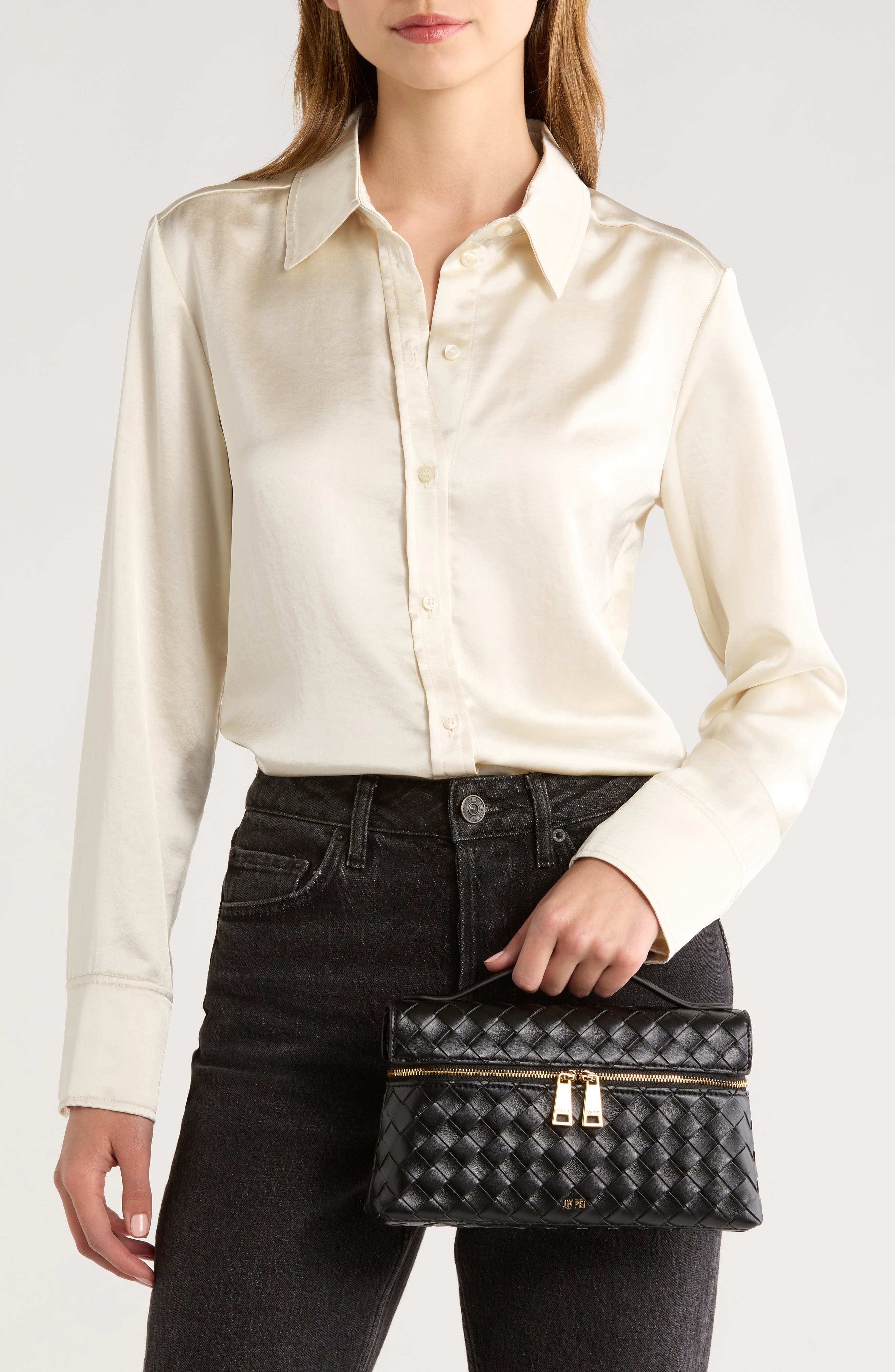 JW PEI Thea Woven Faux Leather Top Handle Crossbody Bag, Alternate, color, Black