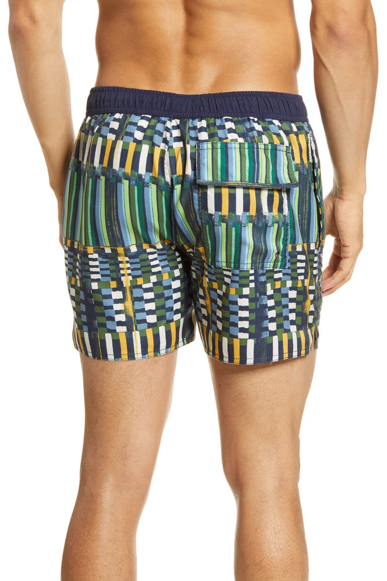 Geo Print Swim Trunks, Alternate, color, GREEN