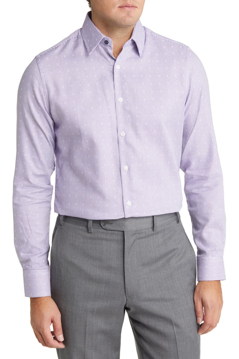 Men's Tailored Fit Basket Weave Dress Shirt, Main, color, PURPLE