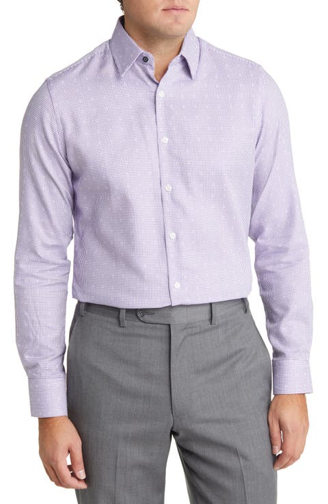 Men's Tailored Fit Basket Weave Dress Shirt